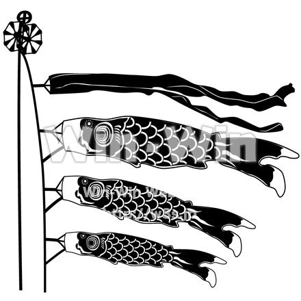 鯉のぼりのシルエット素材 W-005199