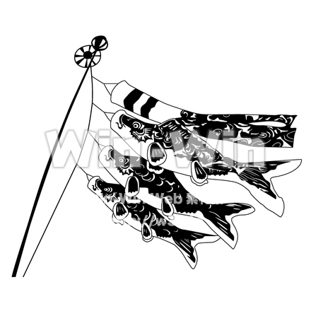 鯉のぼりのシルエット素材 W-005439