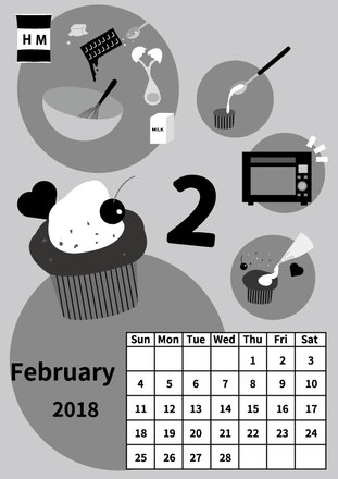 2018年2月カレンダー D-004947 のカレンダー