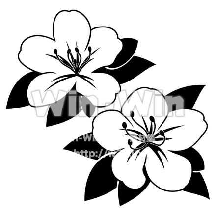 つつじのシルエット素材 W-004148