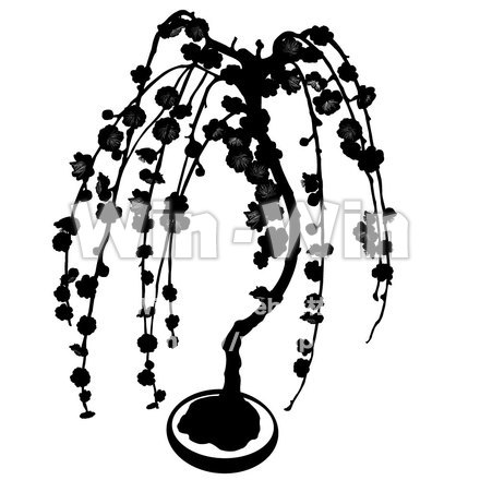 しだれ梅盆栽のシルエット素材 W-004126