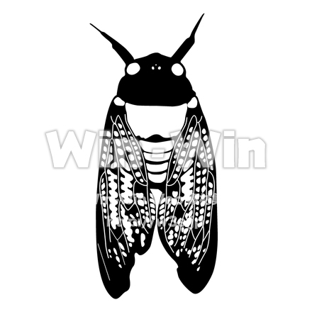 蝉のシルエット素材 W-005443