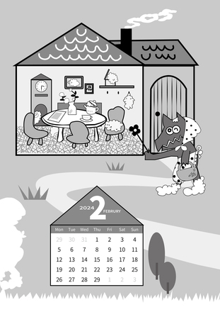 お話カレンダー（狼と７匹の子やぎ） D-006497 のカレンダー