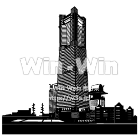 横浜風景のシルエット素材 W-006099