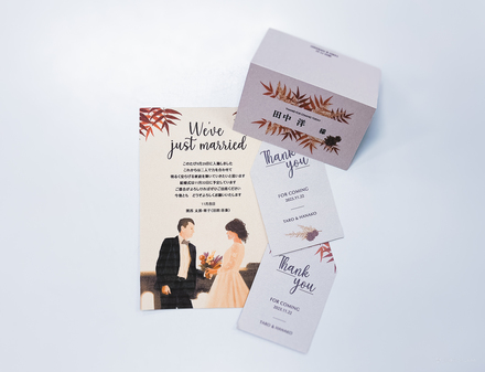 サンクスタグ・結婚報告はがき D-006748 のカード類