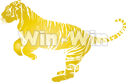 虎のシルエット素材 W-007054