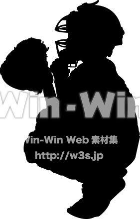 キャッチャーのシルエット素材 W-006556