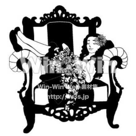 椅子と女の子のシルエット素材 W-006327