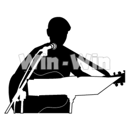 フォークシンガーのシルエット素材 W-006326