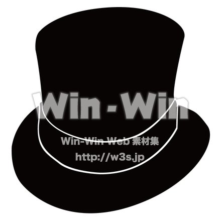 シルクハットのシルエット素材 W-006059