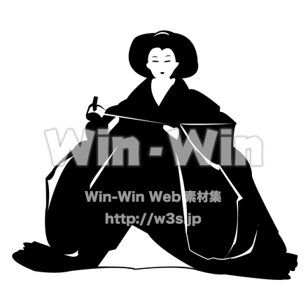 三人官女のシルエット素材 W-006070