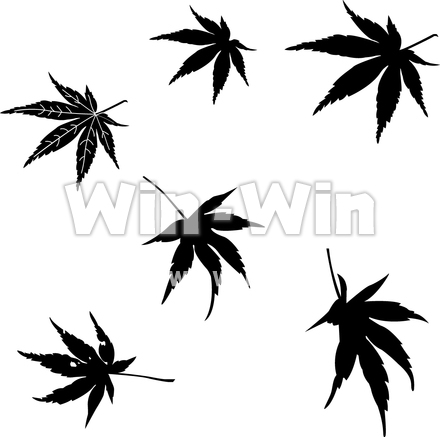 もみじのシルエット素材 W-006769