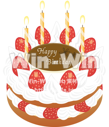 バースデーケーキ　いちごのCG・イラスト素材 W-006694