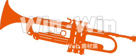 トランペットのシルエット素材 W-007604