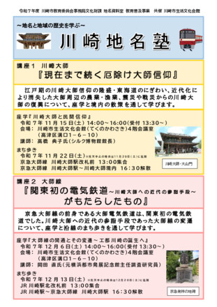 令和7年 川崎市 地名資料室「川崎地名塾」の案内チラシ D-007019 のチラシ