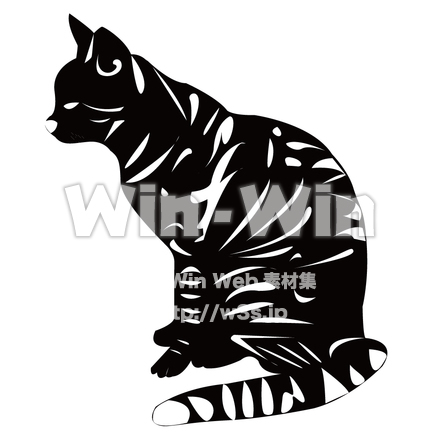 ネコのシルエット素材 W-006053