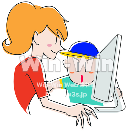 子供とママのCG・イラスト素材 W-006871