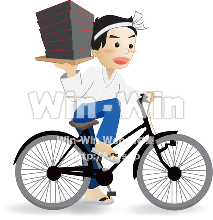 そば屋の配達のCG・イラスト素材 W-007414