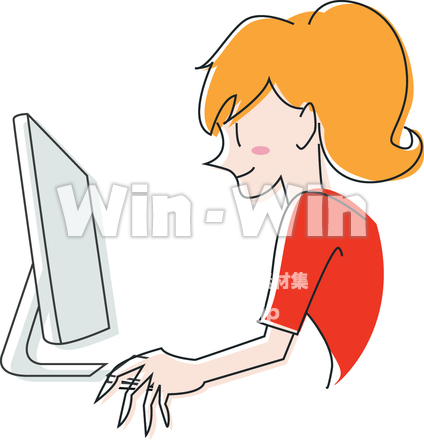 パソコンをする人のCG・イラスト素材 W-006573