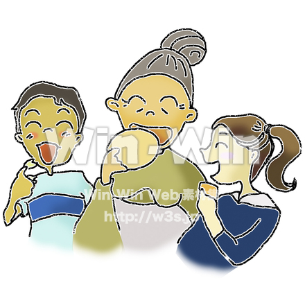 おばあちゃんと孫のCG・イラスト素材 W-009714