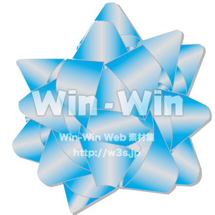 リボン　青　影のCG・イラスト素材 W-008346