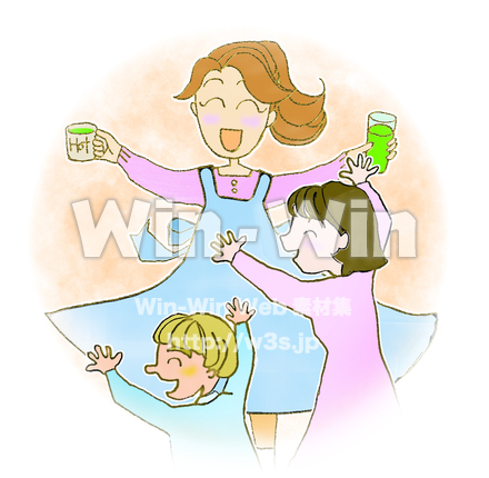 青汁を飲むのCG・イラスト素材 W-009713