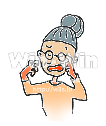 困ってるおばあさんのCG・イラスト素材 W-009706