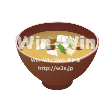なめこのみそ汁のCG・イラスト素材 W-009293