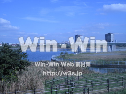 多摩川-二ヶ領堰⑤の写真素材 W-008979