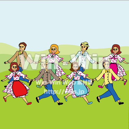 踊る男女のCG・イラスト素材 W-011552