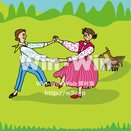 踊る男女のCG・イラスト素材 W-011549