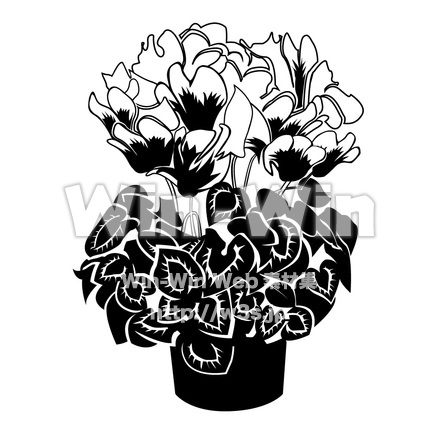 シクラメンのシルエット素材 W-011733