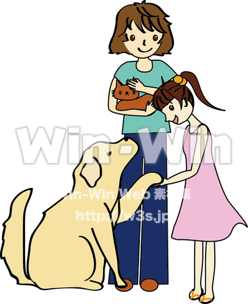 ペットと一緒のCG・イラスト素材 W-010067