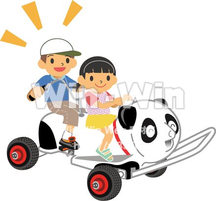 遊具に乗る子供のCG・イラスト素材 W-010090