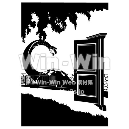 恐竜の国へタイムスリップのシルエット素材 W-011735