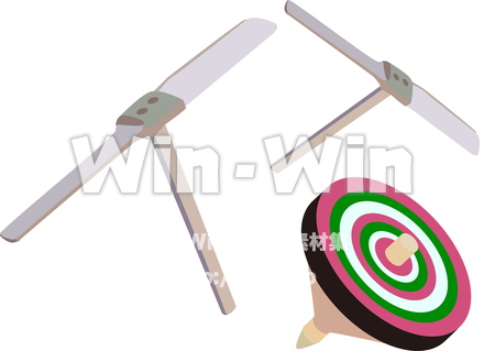 竹とんぼとベーゴマのCG・イラスト素材 W-010175