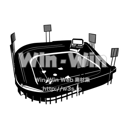 川崎球場のシルエット素材 W-011732