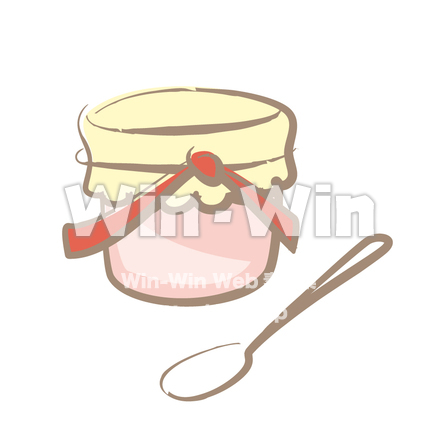 ジャムorハチミツ入りのかわいい小瓶&amp;スプーンのCG・イラスト素材 W-011774