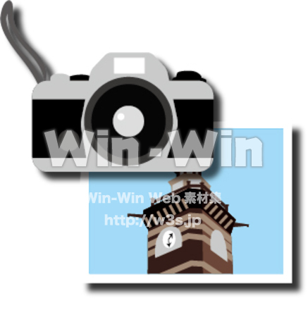 カメラと時計台の写真のCG・イラスト素材 W-010100