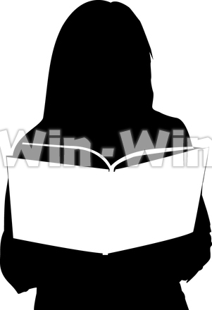 読書のシルエット素材 W-013931