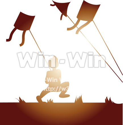 凧あげのシルエット素材 W-013126