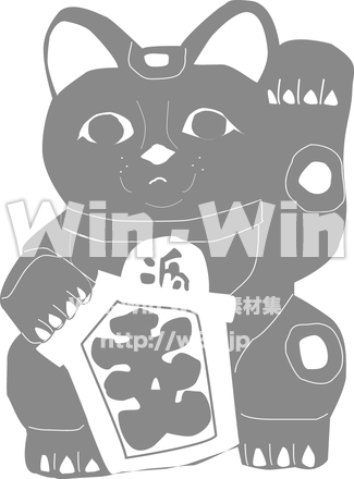 まねきねこのシルエット素材 W-013167