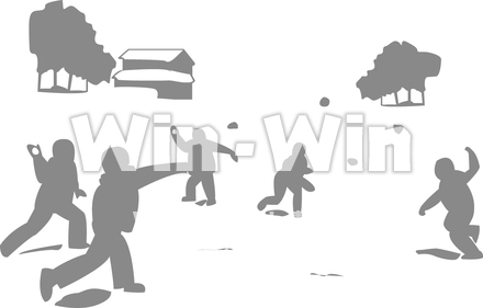 雪合戦のシルエット素材 W-013127