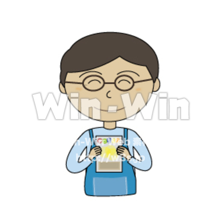 チラシを手にとる男性のCG・イラスト素材 W-012716