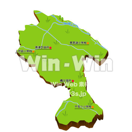 高津区の地図のCG・イラスト素材 W-013509