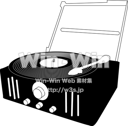 レコードプレイヤーのシルエット素材 W-013926