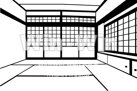 和室のシルエット素材 W-013970