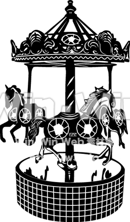メリーゴーランドのシルエット素材 W-014082