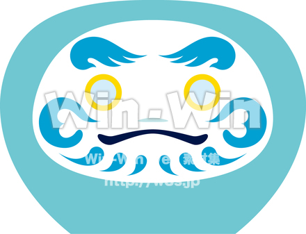 だるま柄うちわのCG・イラスト素材 W-014482