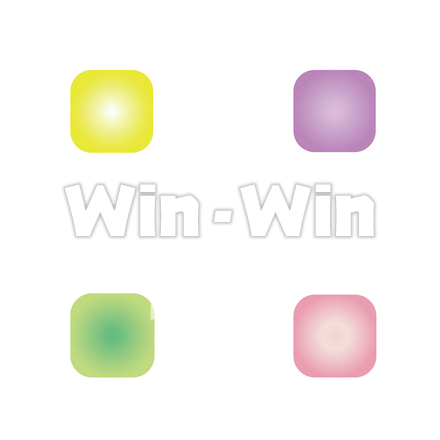 ボタン4色角丸正方形のCG・イラスト素材 W-015565